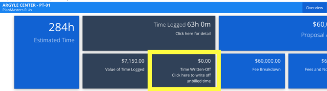 Write Off from Overview Tab